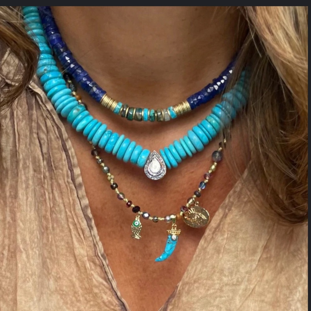 L’ atelier De Liora Polki Diamond Turquoise Necklace - Picture 13 of 13